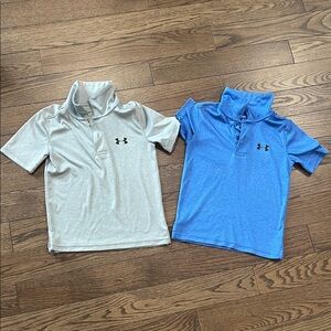 Under Armour Kids' Polo Shirts - Light Gray and Bright Blue